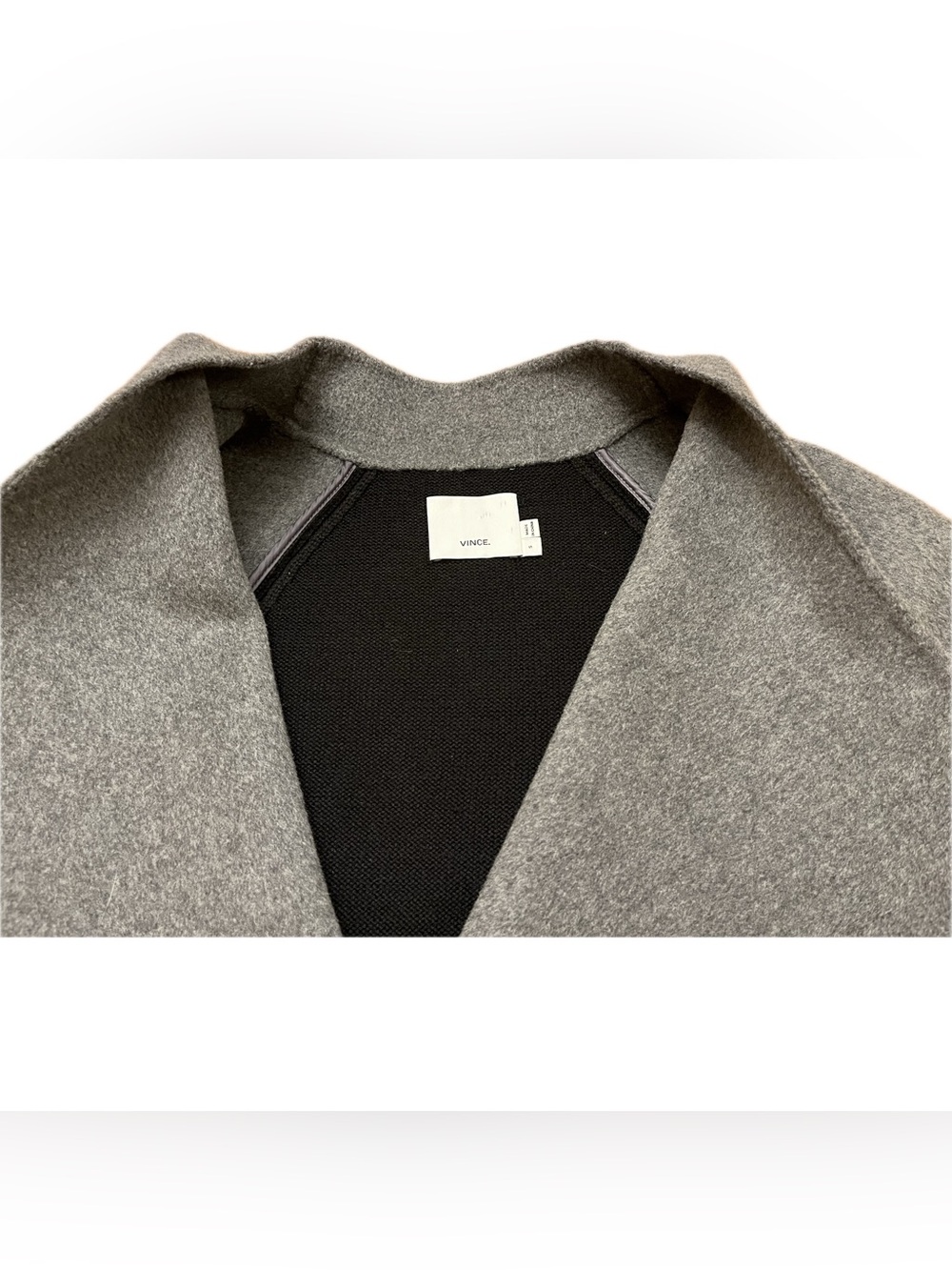Vince black grey two tone wool blend drape neck coat - Picture 5 of 8